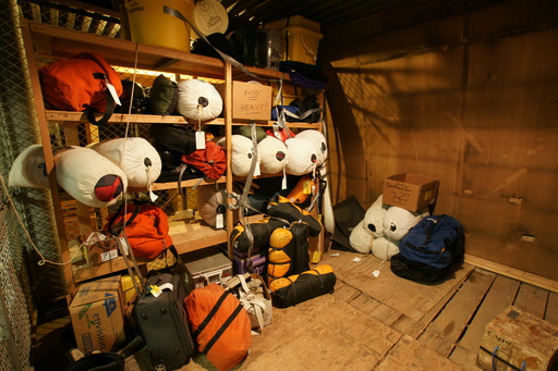 The field camp supplies in the cargo building. Only about one-third of what you see is for us. (click to enlarge)