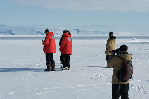 A group of us looking at seals (off the photo to the left). (click to enlarge)