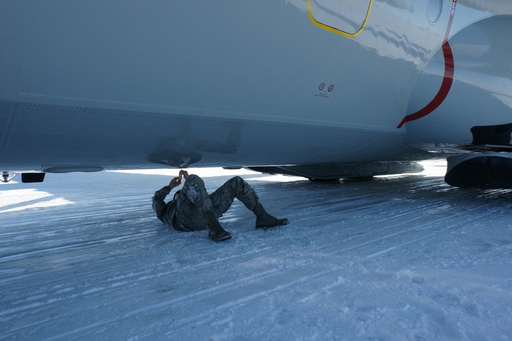Taking the Doppler Velocity Sensor out of the LC-130 (click to enlarge)