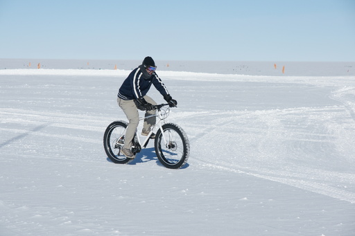 Bicycling at the South Pole. (click to enlarge)