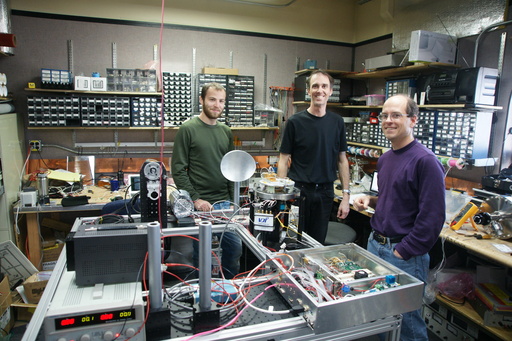 David, Abram and Craig, with the telescope detector system. (click to enlarge)