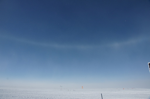A rarely-seen faint line due to the ice halos, here seen well over 90 degrees from the sun, and continuing for the full 360 degrees. (click to enlarge)