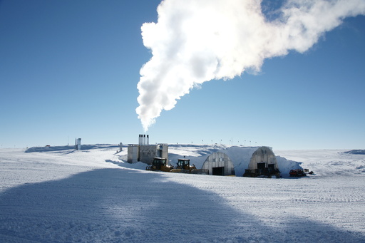 The megawatt diesel power plant for the station is buried under the snow. (click to enlarge)