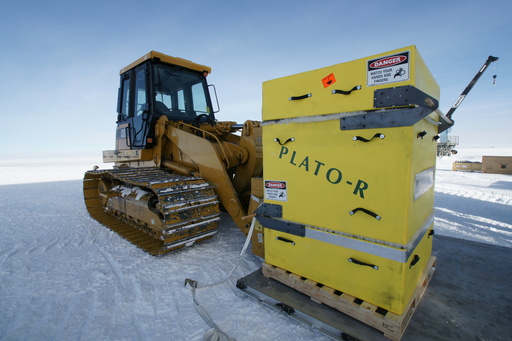 The PLATO-R Instrument Module loaded onto an Air Force pallet near MAPO. (click to enlarge)