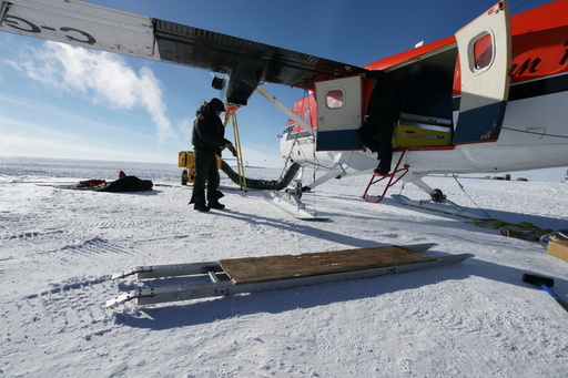 The Twin Otter off-loading ramp. (click to enlarge)