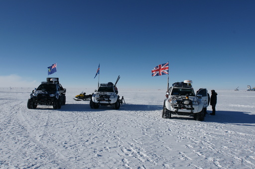 Three Toyota Hiluxes, having driven from the coast. (click to enlarge)