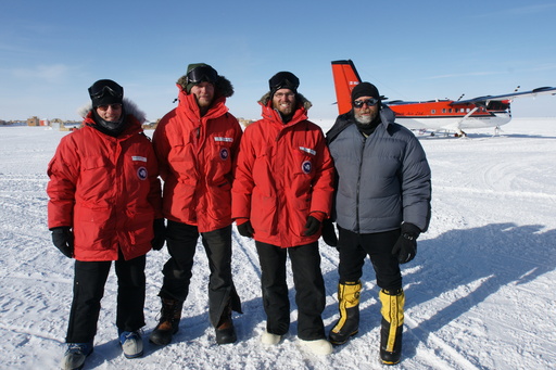 The Ridge A deployment team - Craig, Campbell, Luke and Loomy - having just returned to the Pole. (click to enlarge)