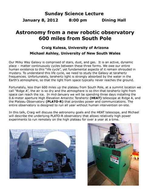 The poster for our weekly science talk, scheduled for tomorrow. (click to enlarge)