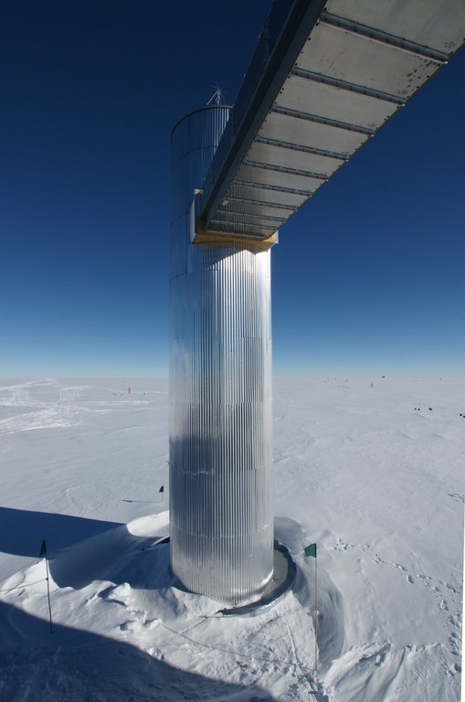 One of two large columns containing cables for the Ice Cube experiment. (click to enlarge)
